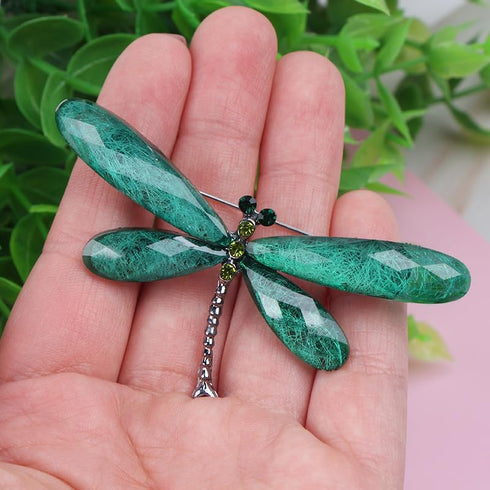 3Pcs Color Dragonfly Brooch Creative Bag Sweater Pin Brooches Insect Gift Dark green Rose red Gray white...