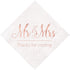 Crisky Wedding Napkins Mr Mrs Rose Gold Cocktail Beverage Dessert Napkins for Wedding Tabel Decoration Engagement Party Supplies, 100 Pcs, 3-Ply...