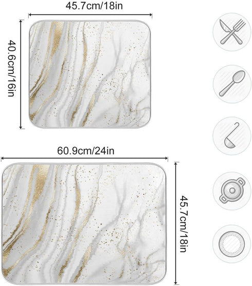 Marble Dish Drying Mat for Kitchen Counter White Golden Marble Gary Grey Drying Mats Super Absorbent Reversible Microfiber Kitchen Countertop Prot...