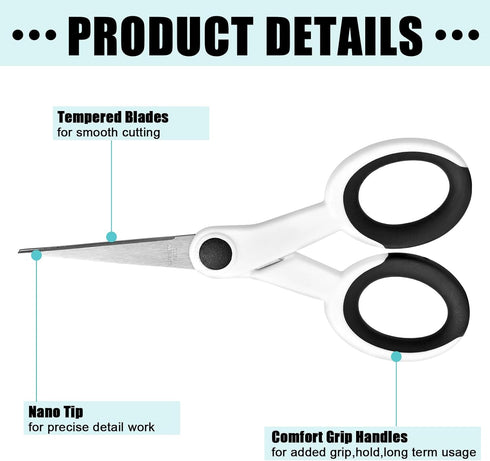 Tailor Sewing Scissors Bundle, 8.2" Sharp Fabric Scissors Heavy Duty with Comfort Grip, 5.1" Detail Embroidery Scissors, 4”Embroidery Scissors, 5....
