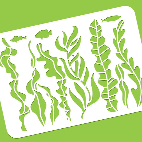 BENECREAT Ocean Theme Stencil, 11.7x8.3inch Seaweed Sea Fish Plastic Drawing Painting Stencils Templates for Summer Painting on Scrapbook Fabric T...