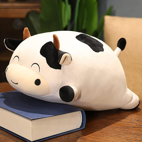 WUYU Cow Plush Pillow, Adorable Stuffed Animal Plush Toy, Soft Cow Hugging Pillow for Kids Boys Girls (Squinting,13.7in)...