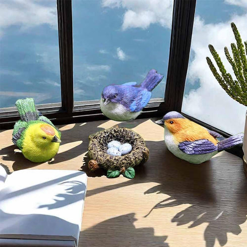 1 Set Mini Bird Decoration Micro Landscape Bird Moss Landscape Ornament Resin Bird's Nest Egg Fairy Animal Cute Model for Garden Micro Landscape H...