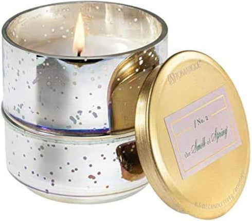 Aromatique The Smell of Spring Decorative Metallic Glass 6.5 oz Scented Candle with Brass Lid for Home Décor and Gift...