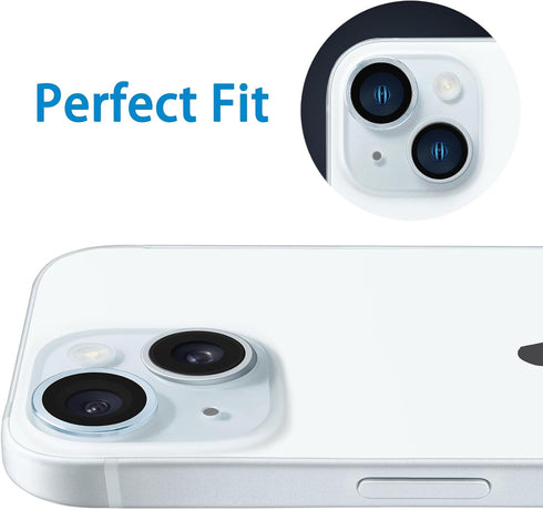 for iPhone 15 and iPhone 15 Plus Camera Lens Protector, Anti-Scratch Lens Cover 9H Tempered Glass Metal Camera Screen Protector Shockproof Camera ...