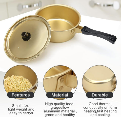 AHIER Ramen Pot, Korean Ramen Cooking Pot With Lid Spoon and Chopsticks, Korean Ramen Noodle Pot Fast Heating For Kitchen Cookware (Single Handle)...