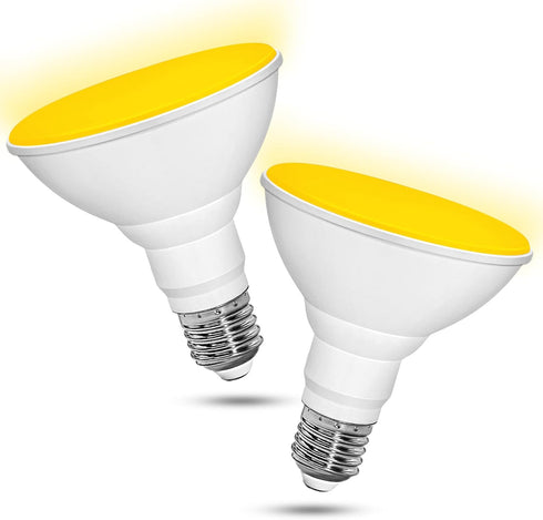 PAR30 LED Yellow Bug Lights for Outside, Flood Light Bulbs Outdoor 100 Watt Equivalent, 1050 Lumens, 12W Amber Porch Lights, E26 1800K Bulbs, Non-...