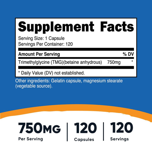 Nutricost TMG (Trimethylglycine) 750mg, 120 Capsules...
