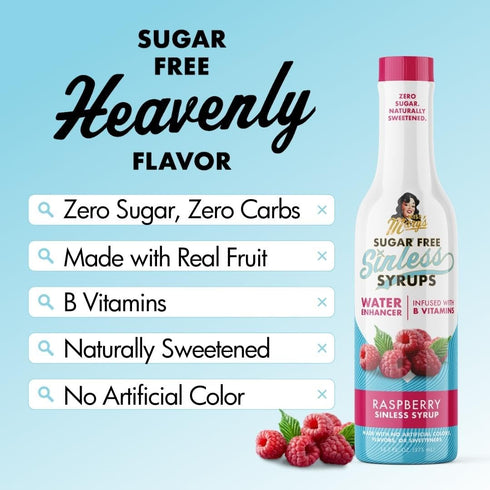 Sugar Free Raspberry Sinless Syrup - Stevia Based, No Sugar Alcohols or Sucralose, No Artificial Sweeteners, Natural Ingredients, Water Enhancer, ...
