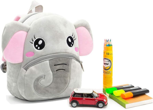 NICE CHOICE Cute Toddler Backpack Toddler Bag Plush Animal Cartoon Mini Travel Bag for Baby Girl Boy 2-6 Years(Grey Elephant)...