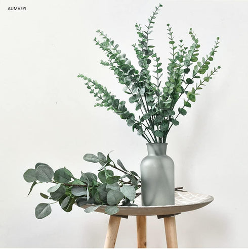 20pcs Faux Eucalyptus Stems Flowers Short Artificial Eucalyptus Greenery Stem Fake Eucuplutis Leaves Branches Decoration for Floral Arrangement We...