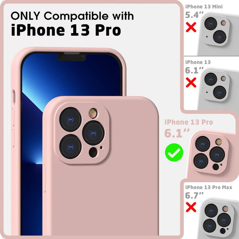 ABITKU Silicone Compatible with iPhone 13 Pro Case 6.1 inch 2021, with Camera Protection, Liquid Silicone Gel Rubber Full Coverage Phone Case with...