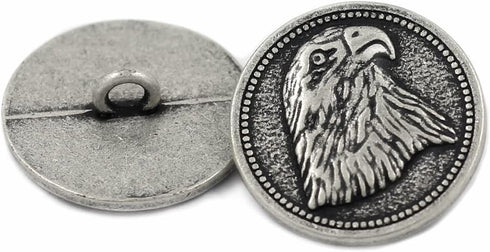 Bezelry 12 Pieces American Eagle Metal Shank Buttons. 23mm (7/8 inch) (Antique Silver)...