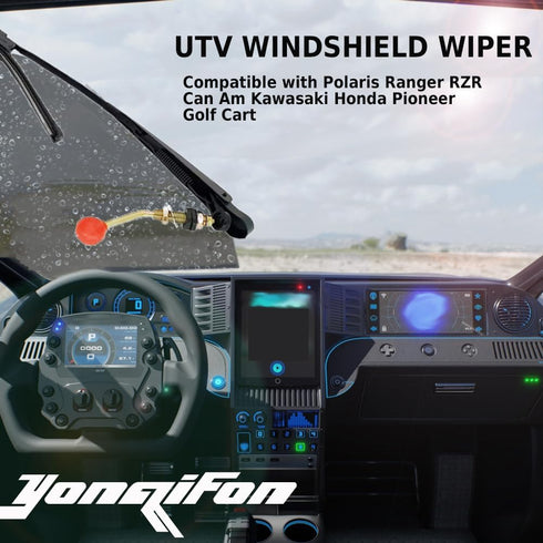 Universal Manual UTV Windshield Wiper Kit with Wiper Blade Golf Cart Windshield Wiper for CFMOTO Polaris Ranger RZR Can Am Kawasaki Honda Pioneer ...