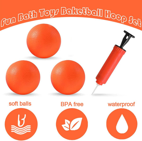 Bath Toy Fun Basketball Hoop & Balls Set for Boys and Girls Kid & Toddler Bath Toys Gift Set 3 Balls Included...