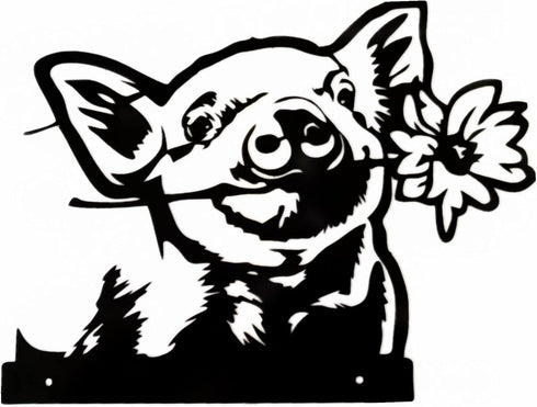 Outdoor Metal Art Funny Peeping Animal Statue Stakes Fence Landscape for Yard Garden Decor Animal Silhouette Ornaments (Pig)...