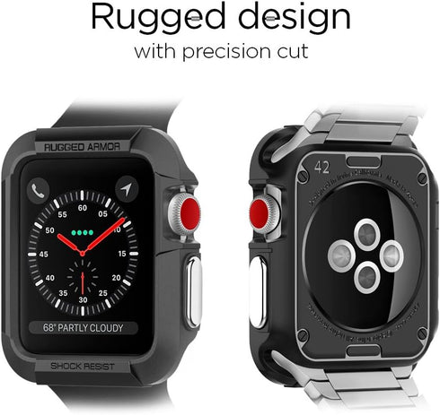 Spigen Rugged Armor Designed for Apple Watch Case for 42mm Series 3/2/1/Original (2015) - Black...