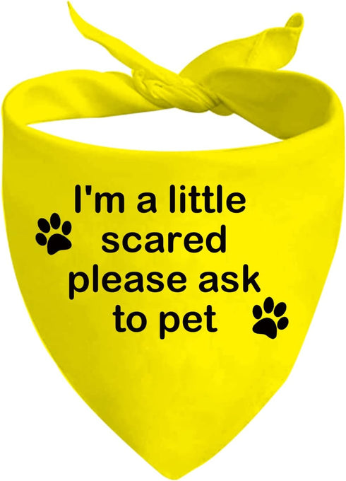 JXGZSO 1 Piece Nervous Anxious Dog Bandana Ask to Pet Dog Bandana Nervous Dog Gear (a Little Scared D)...