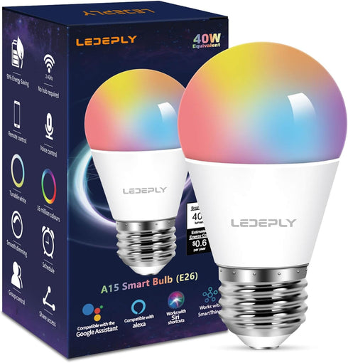 5W=40W, A15 Smart Bulb, Compatible with Alexa, Google Home, E26, Color Changing, Dimmable LED WiFi Light Bulbs, No Hub Required, 1 Pack...