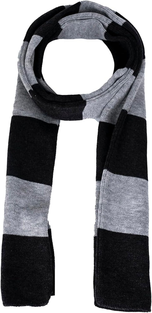 Fashion Long Shawl Winter Thick Warm Wrap Scarf Polyester Fiber Soft Black Gray Stripes for Adult Women Men Unisex...