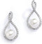 Mariell Pearl Drop Earrings with Cubic Zirconia Crystals For Brides, Weddings, Mother's Day Jewelry Gift...