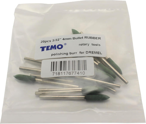20 pc 4 mm (5/32 Inch) Bullet Rubber Rotary Tool Polishing Burr with 3/32 Inch Shank for Dremel Rotary Tools...