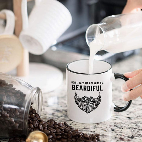 Gelid Don't Hate Me Because I'm Beardiful Coffee Mug - Funny Beard Gift For Him – Birthday or Christmas Gift Idea for Husband, Brother, Dad, Man o...