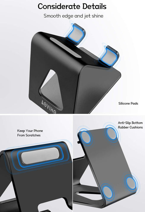 Cell Phone Stand for Desk, Desktop Phone Holder, Aluminum Mobile Phone Stand for iPhone 15 14 13 12 pro Mini 11 X Xr Xs max 8 7 6 6s Plus Samsung ...