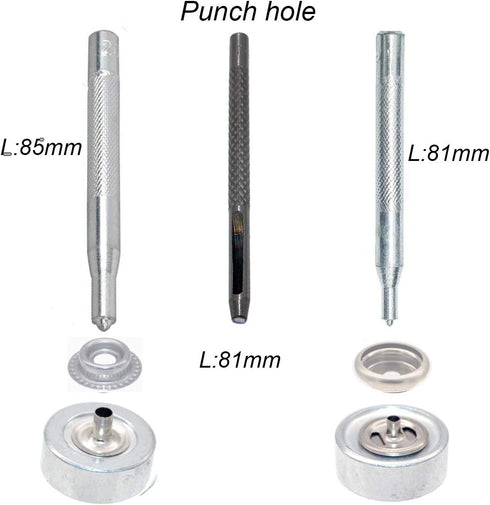 72pcs 15MM Stainless Steel Fastener Snap Press Stud Button for Marine Boat Canvas with Punching Set Tool Kit Silver (4 Components, 18pcs for Each)...