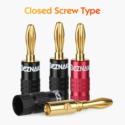 Banana Plugs with Dual Set Screws,Black and Red Aluminum Shell,6 Pairs......