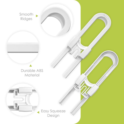 6 Pack Adjustable Cabinet Locks for Babies, U-Shaped Baby Proofing Child Locks for Kids Toddlers Safety, Sliding door latches for Cabinets, Drawer...