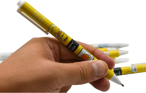 12PCS Little Yellow Duck Pens Happy Lovely Duck Retractable Gel Pens Novelty Animal Rollerball Pen Black Ink For School Supplies Office Party Birt...
