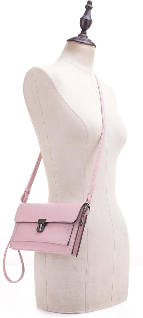 Isabelle Women's Pushlock Shoulder Crossbody Clutch Purse Bag Wristlet...