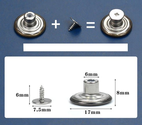40 Sets Button Pins for Loose Jeans,17 mm and 21mm No Sew and No Tools Instant Replacement Snap Tack Pant Button,Reusable and Adjustable Metal Pan...