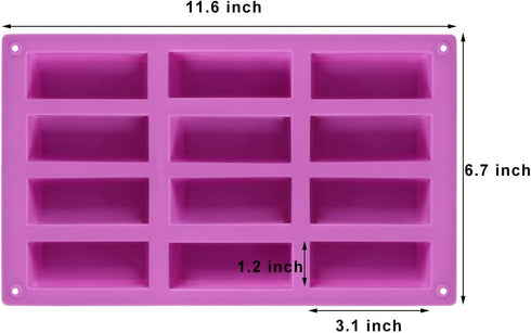 Palksky (2 Pack 12 Cavity Medium Narrow Silicone Rectangle Molds/Molds/Protein Bars mold/Energy Bars Maker for Caramel Bread Loaf Muffin Brownie C...