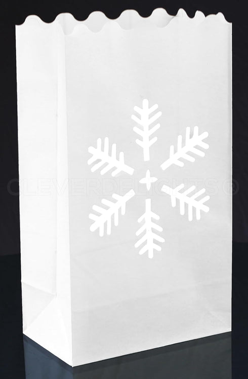 CleverDelights White Snowflake Luminary Bags - 30 Count - Christmas Holiday Luminaria...
