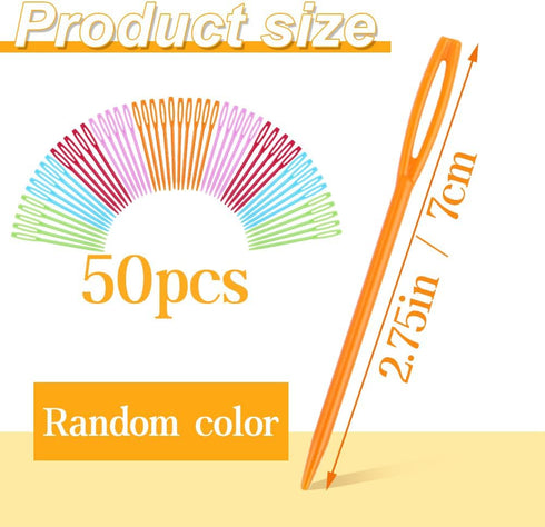 50 PCS Plastic Yarn Needles 2.75 Inch Colorful Large Eye Sewing Needles Plastic Needles for Yarn DIY Sewing Handmade Crafts...