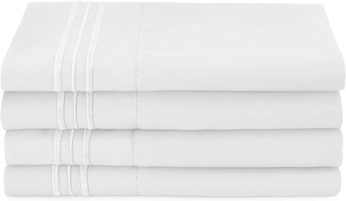 Clara Clark Pillow Cases Queen - Ultra Soft Pillow Cover, Lightweight Microfiber Pillow Cases Set of 4 - Envelope Closure Pillowcases, White....