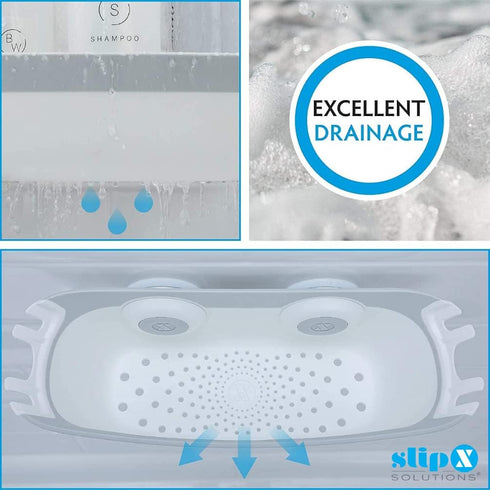 SlipX Solutions Patented Power-Lock Shower Organizer Caddy w/Suction Cups | Rust Free Shelf | Basket Holds Up to 22lbs for Shampoo, Soap, & Hooks ...