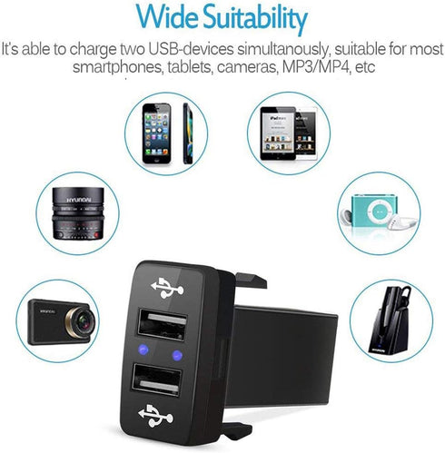 Dual USB Charger Ports Compatible with Toyota, 12V Car Charger USB Power Socket Adapter 2.1A for Smart Phone PDA iPad iPhone......