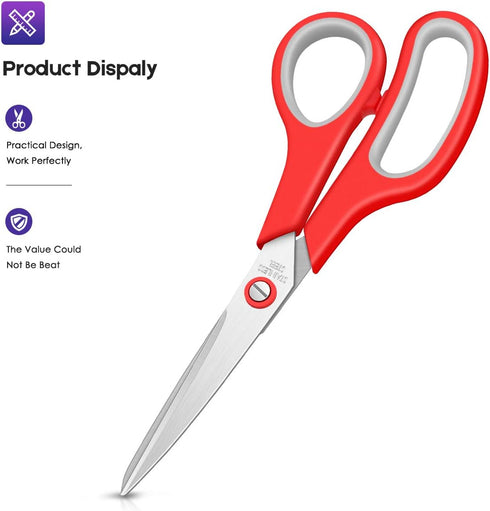 Scissors for Office, Taotree 8" Scissors All Purpose Bulk of 5-Pack, Middle School Supplies Student Teacher Classroom, Sharp Craft Shears for Offi...