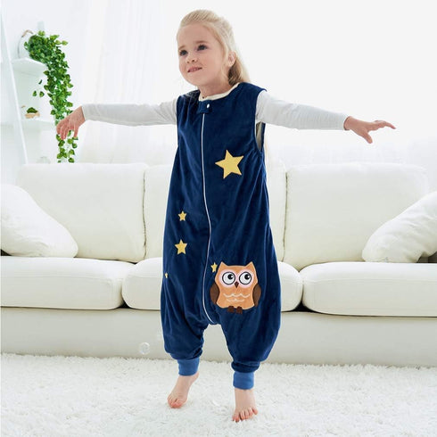 MICHLEY Toddler Sleeping Sack with Feet Newborn Infant Sleeveless Sleeping Bag 2-way Zipper Baby Wearable Blanket for Walkers,Dark Blue Owl,3-5T...