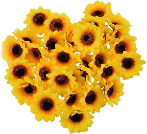 HUIANER Artificial Sunflower Heads, 2.8" Fake Simulation Sunflower Head for Wedding Home Party Cake Decoration 30PCS...