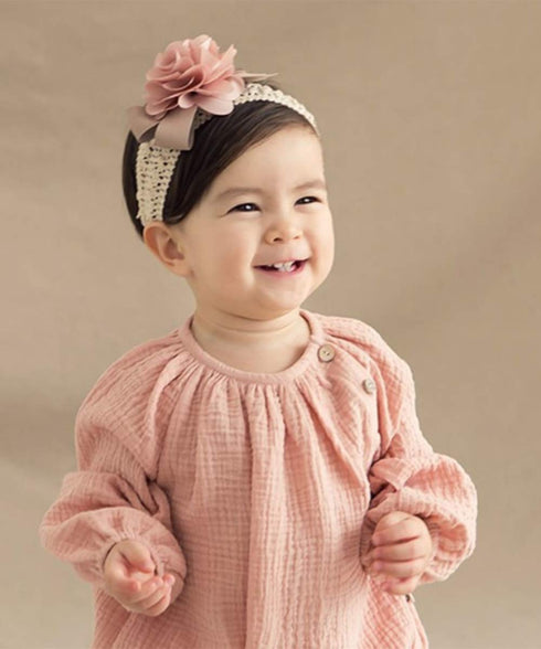 Denifery Baby Girls Cute Headband Elastic Lace Hair Band Pink Flower Headband Hair Accessories...
