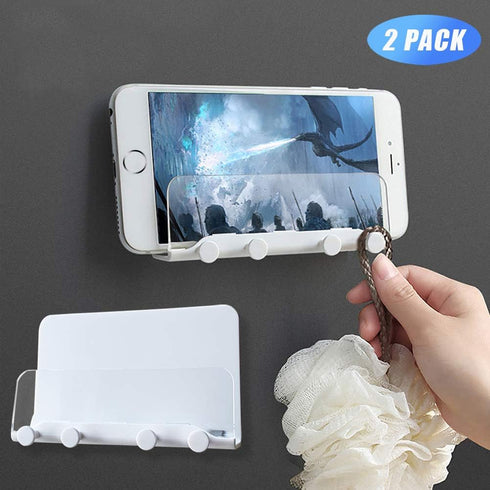 Wall Mount Phone Holder,Phone Holder,Wall Key Hooks Adhesive Holder,Adhesive Kitchen Wall Mount for Smartphones,Phone Wall Mount for Bedroom,Kitch...