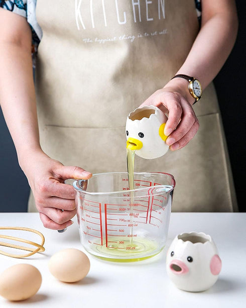 LuoCoCo Cute Egg Separator, Ceramics Vomiting Chicken Egg Yolk White Separator, Practical Household Small Egg Filter Splitter, Kitchen Gadget Baki...