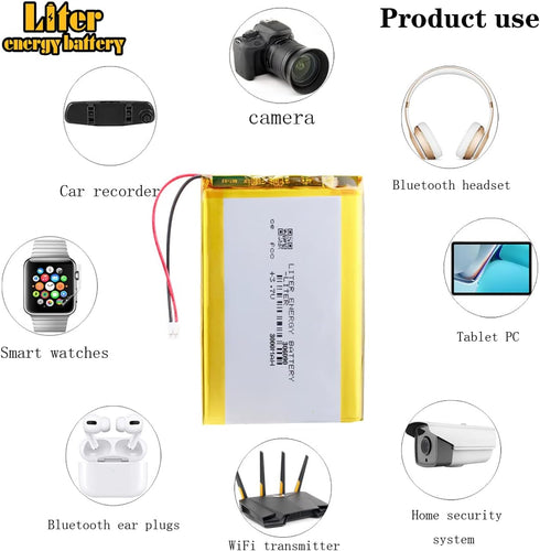 Liter 3.7V 3000mAh 306090 Lipo Battery Rechargeable Lithium Polymer ion Battery Pack with JST 2.0mm Connector...