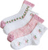 Cute Pink White Floral Women Ankle Sock Stripe Lettuce Trim Knitted Comfy Embroidered Girl Sock Gift 4 & More Pairs...