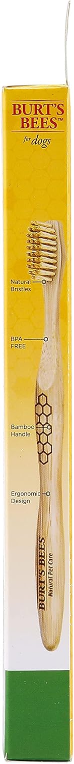 Burt's Bees for Pets Bamboo Bristle Dog Toothbrush - Naturally Derived Dog Toothbrush Made from Bamboo - BPA Free, Ergonomic Handle Toothbrush for...