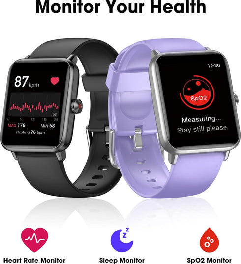 Smart Watch, Fitness Tracker with Heart Rate Monitor, Blood Oxygen, Sleep Tracking, 1.5 Inch Touchscreen Smartwatch for Android iOS Swimming Water...